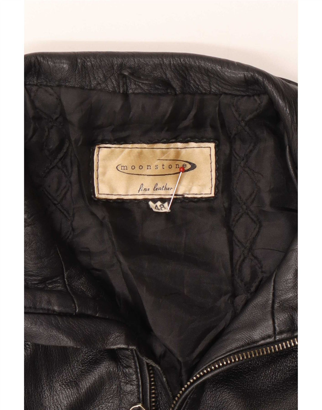 Moonstone Damen Crop Lederjacke IT 48 XL Schwarz
