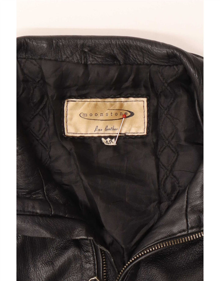 Moonstone Damen Crop Lederjacke IT 48 XL Schwarz