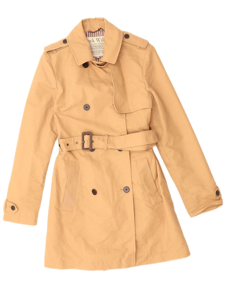 JACK WILLS Damen Trenchcoat UK 10 Small Beige Baumwolle