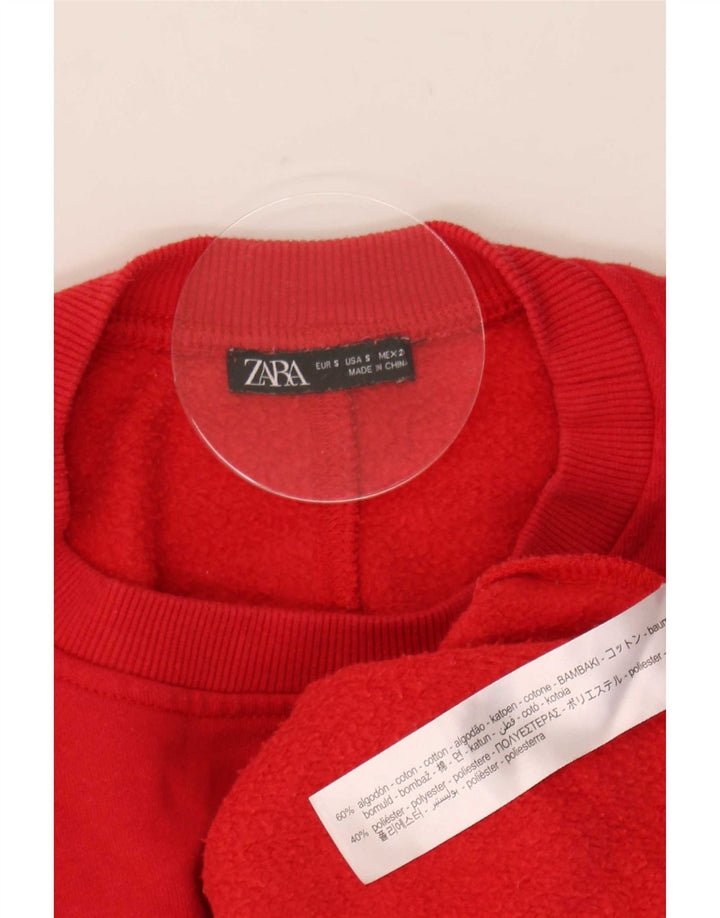 Zara Damen-Sweatshirt in Übergröße, Größe S, Rot, Baumwolle, UK 10