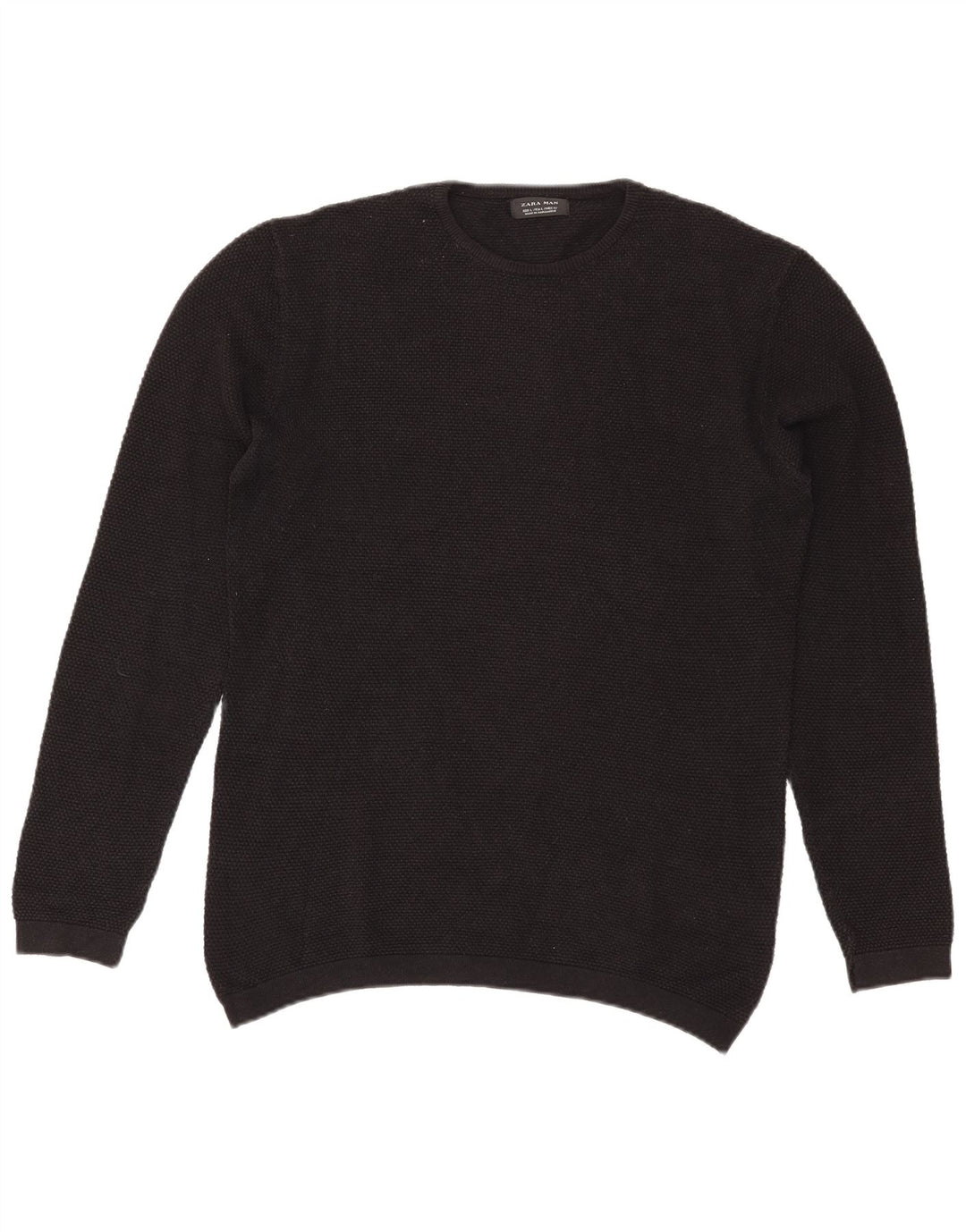 Zara Herren-Pullover mit Rundhalsausschnitt, Größe L, Schwarz