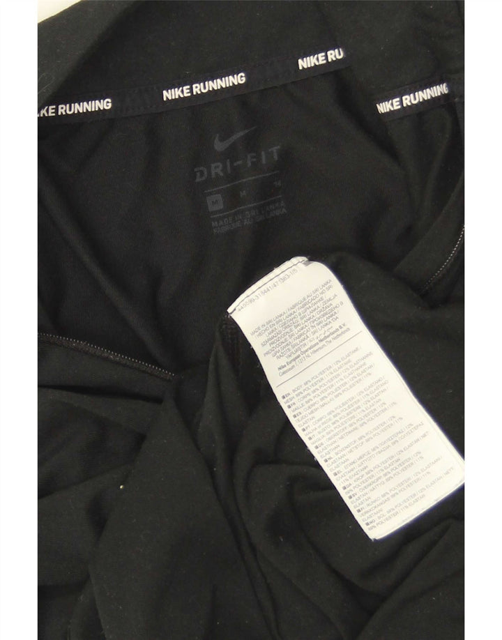 Nike Damen Dri Fit Zip Neck Pullover Trainingsanzug Top UK 14 Medium Schwarz