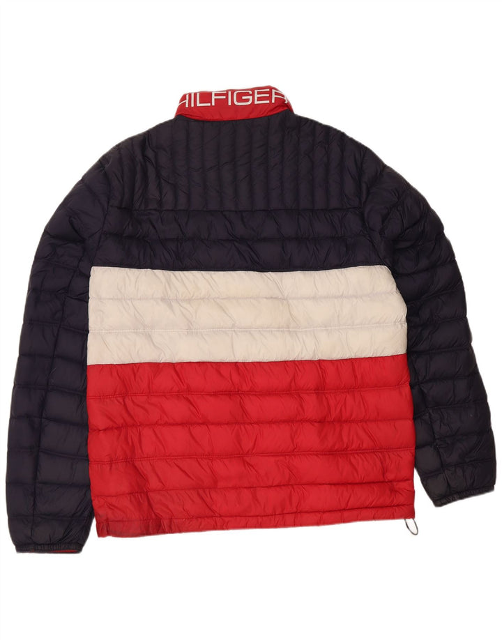 Tommy Hilfiger Herren Wattierte Jacke UK 38 Medium Navy Blue Colourblock