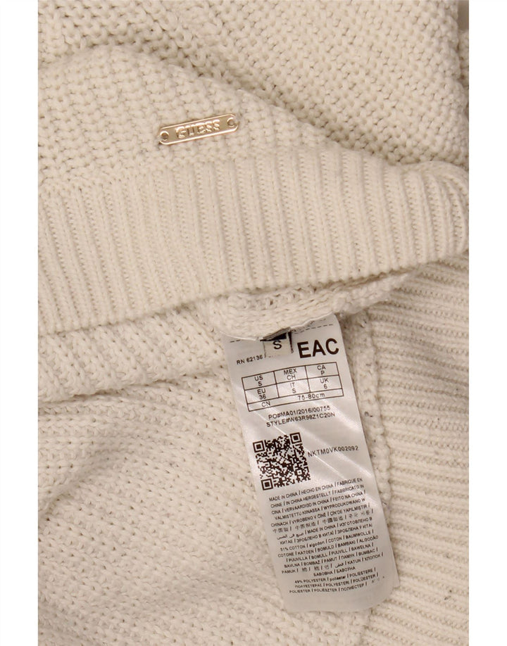 GUESS Damen-Pullover in Übergröße mit U-Boot-Ausschnitt, Gr. 6, Größe S, weiße Baumwolle