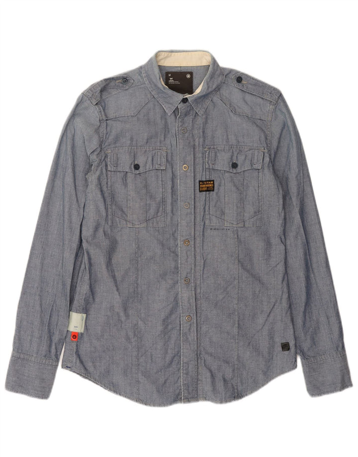 G-Star Herren 3301 Militärhemd mittelblaue Baumwolle