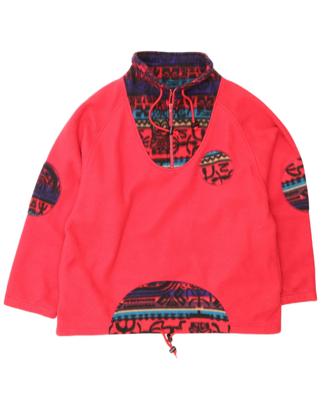 Anzoni Herren-Fleecepullover mit Reißverschluss, XL, rotes geometrisches Polyester