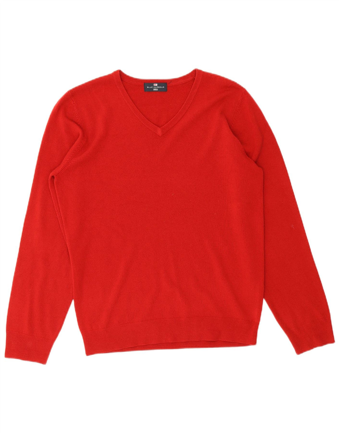 MARKS & SPENCER Herren Blue Harbour V-Ausschnitt Pullover Größe S Rot Acryl
