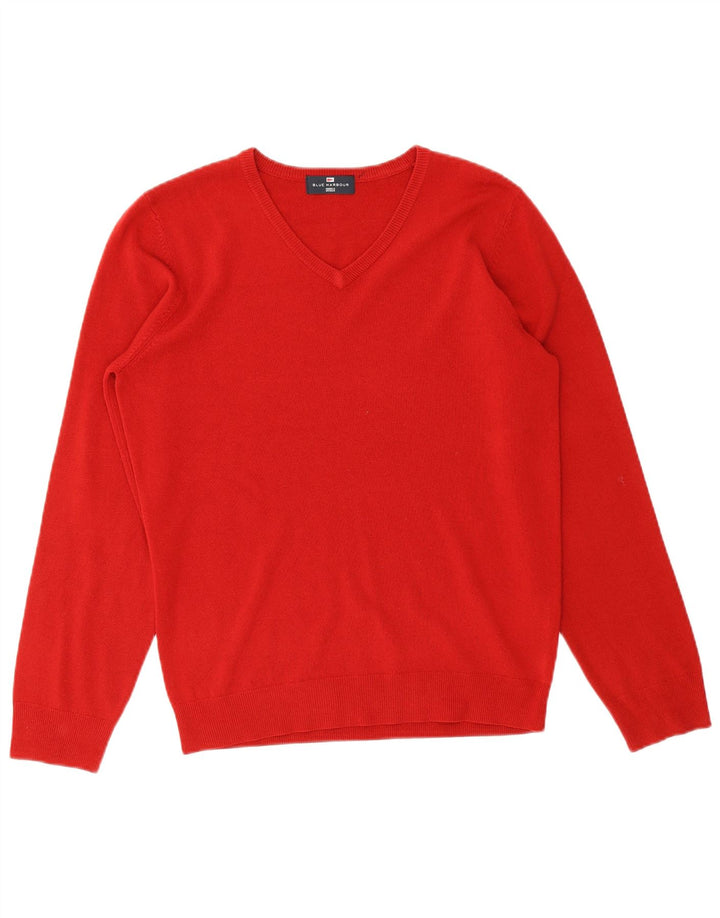 MARKS & SPENCER Herren Blue Harbour V-Ausschnitt Pullover Größe S Rot Acryl