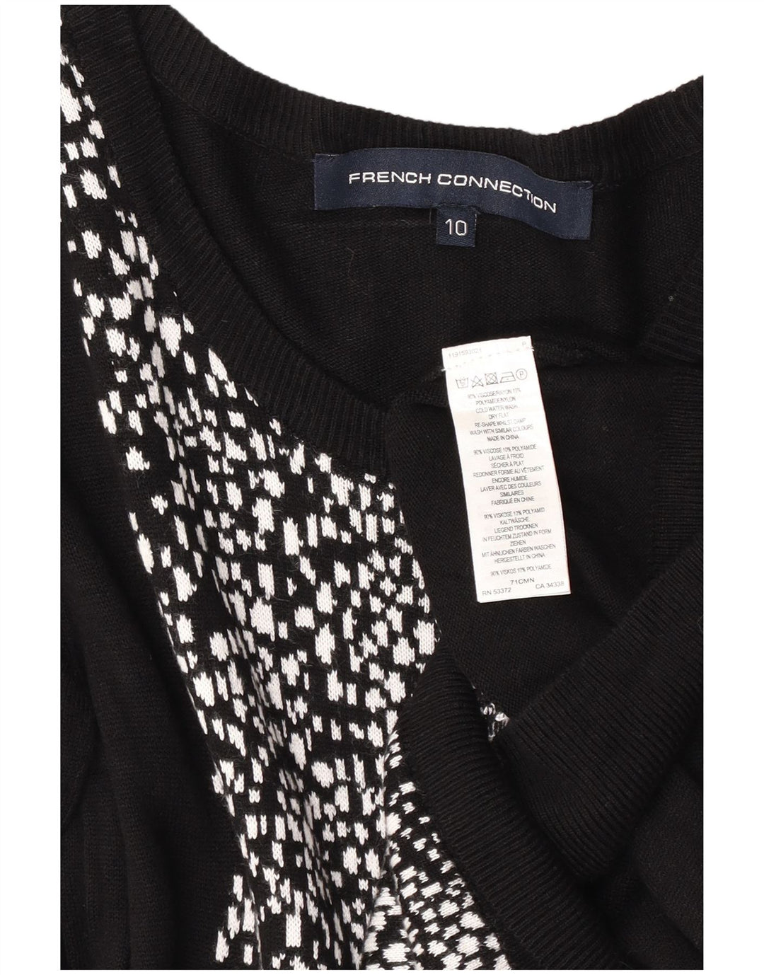 French Connection Damen-Pulloverkleid, Gr. 40, Größe S, Schwarz, geometrisch