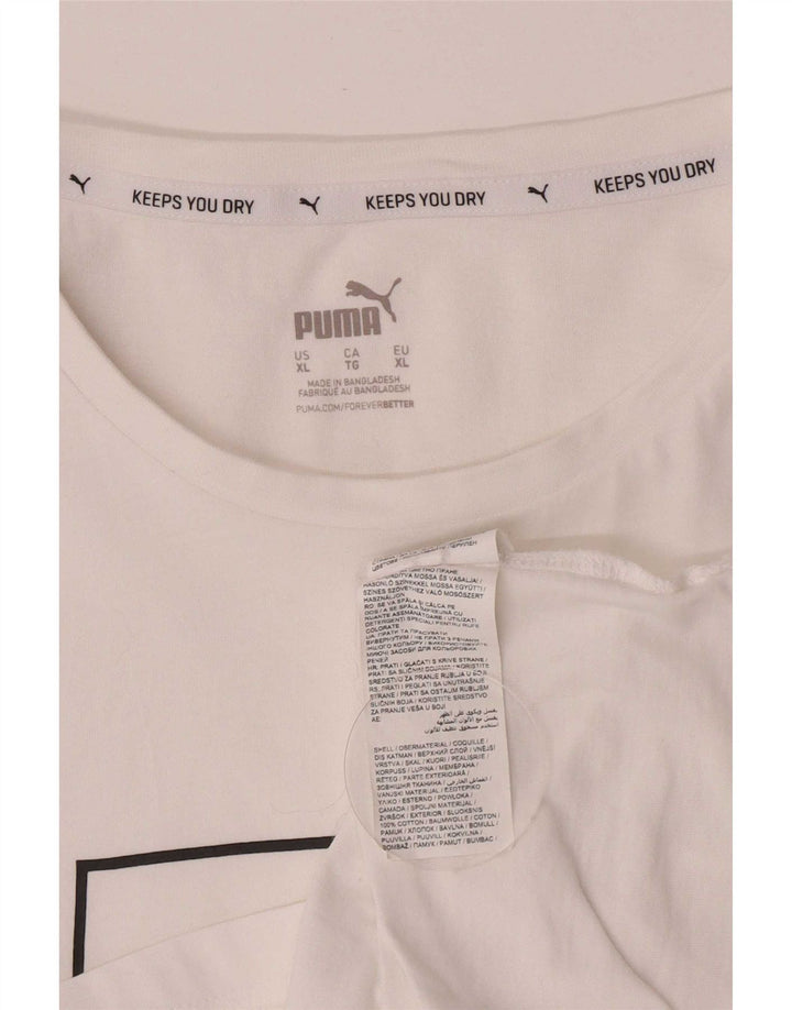 Puma Herren Grafik T-Shirt Top XL Weiß Baumwolle