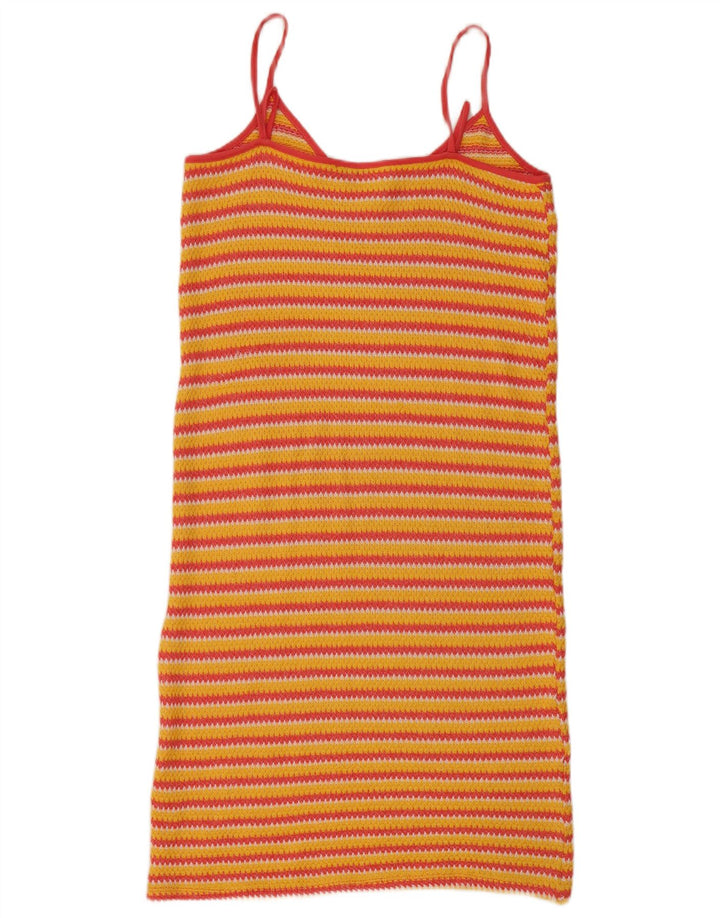 Zara Damen Sommerkleid UK 12 Mittelgelb gestreift