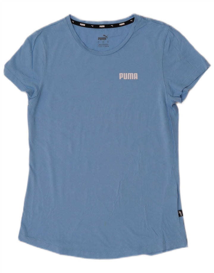 Puma Damen T-Shirt Top UK 10 Small Blau Baumwolle