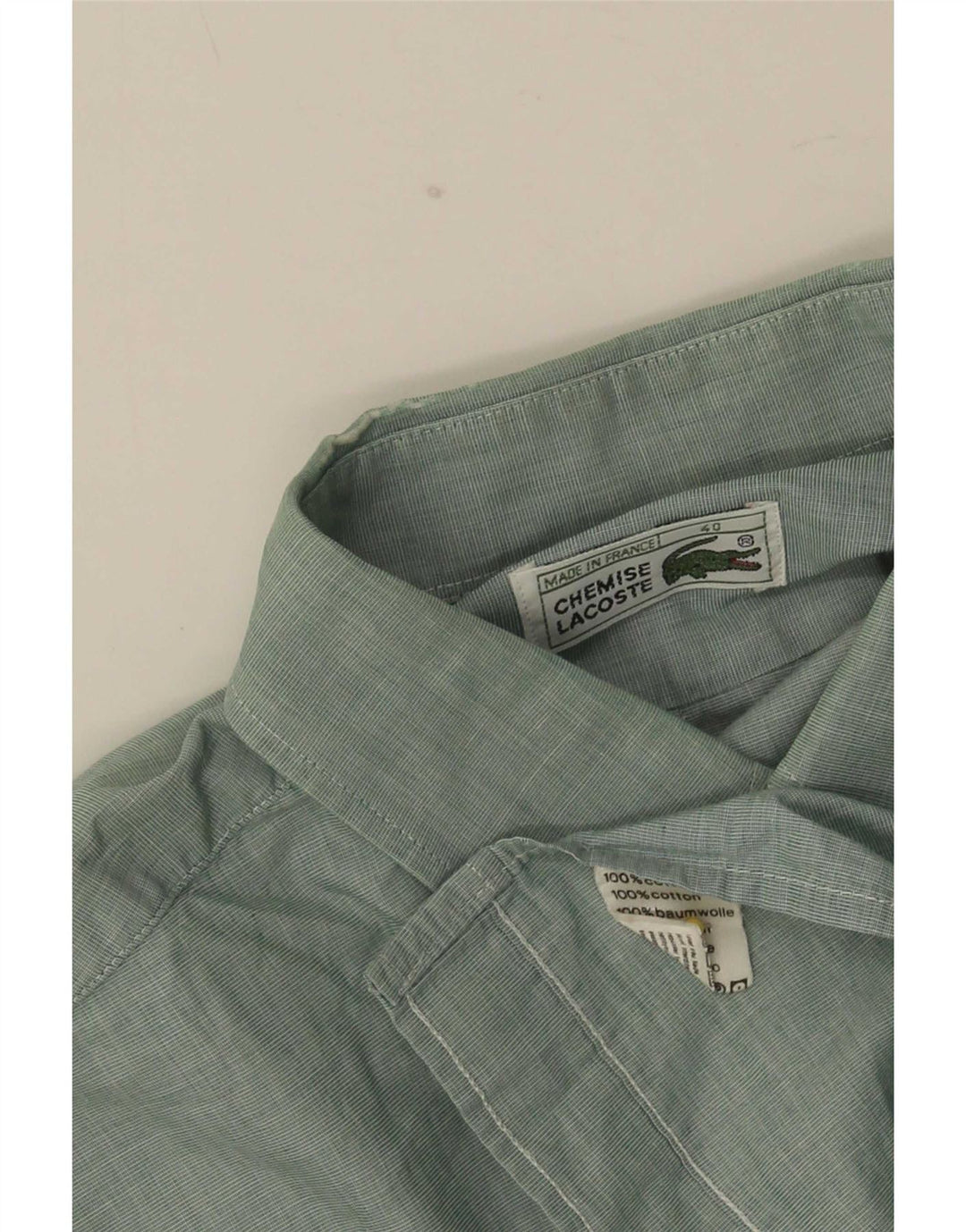 Lacoste Herrenhemd Größe 40 mittelgrüne Baumwolle