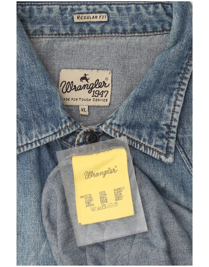 Wrangler Herren-Jeanshemd mit normaler Passform, XL, blaue Baumwolle