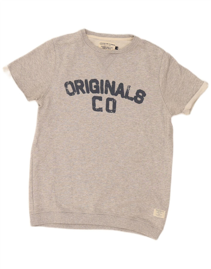 Jack & Jones Herren Grafik-Sweatshirt-Pullover Mittelgrau meliert