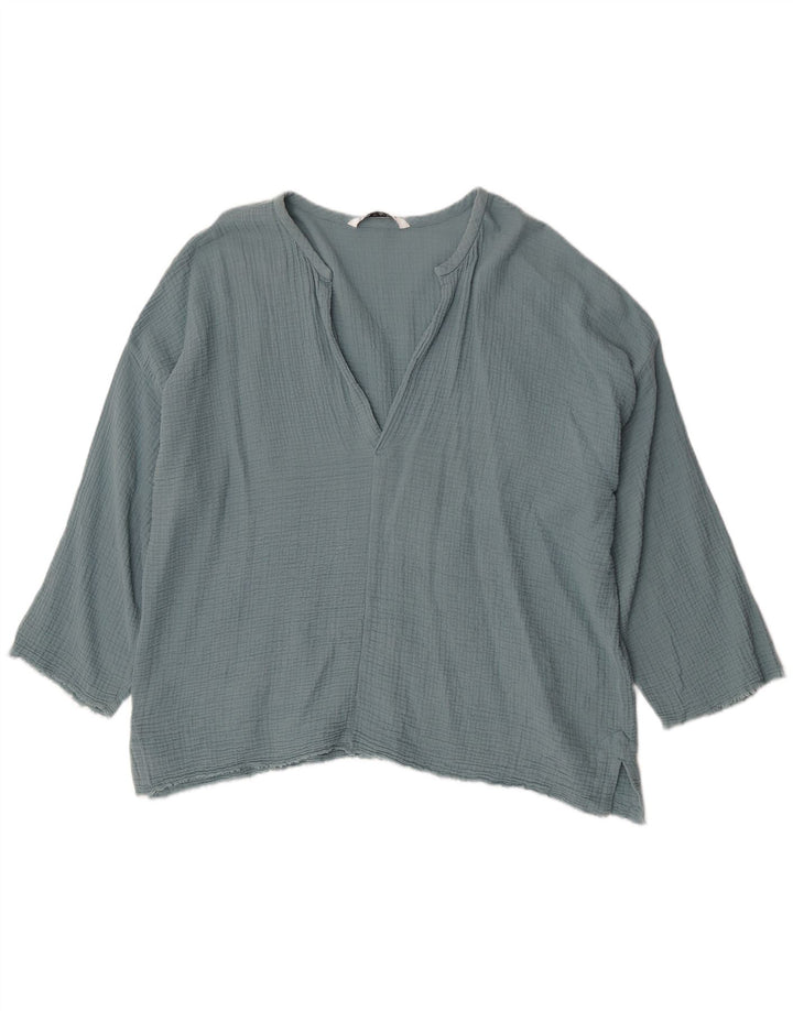 Übergroßes Tunika-Oberteil von Zara für Damen, UK 18, XL, blaue Baumwolle