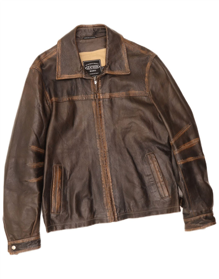 Vintage Herren Lederjacke IT 48 Mittelbraun