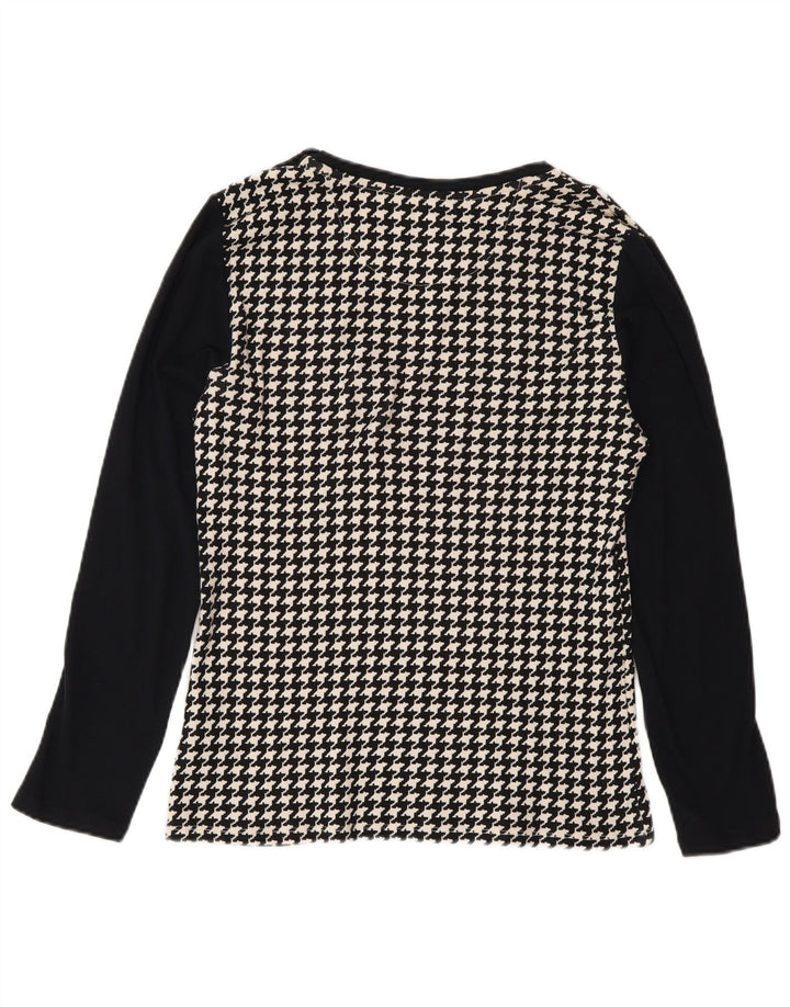 Ralph Lauren Damen-Blusenoberteil UK 12 Mittelschwarze Hahnentritt-Baumwolle