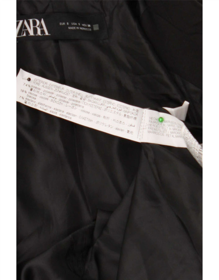 Zara Herren Zweireiher-Blazerjacke UK 36 Small Schwarz Polyester