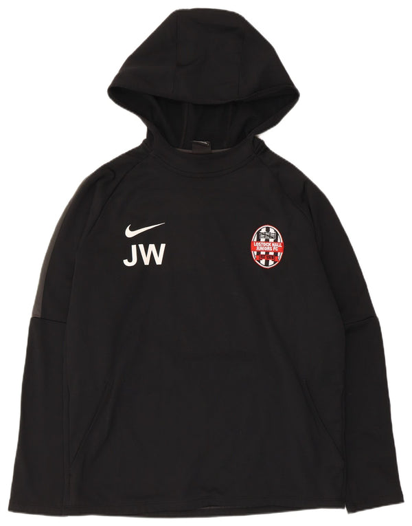 Nike Mens Lostock Hall Juniors FC. Hoodie Jumper Medium Black Colourblock