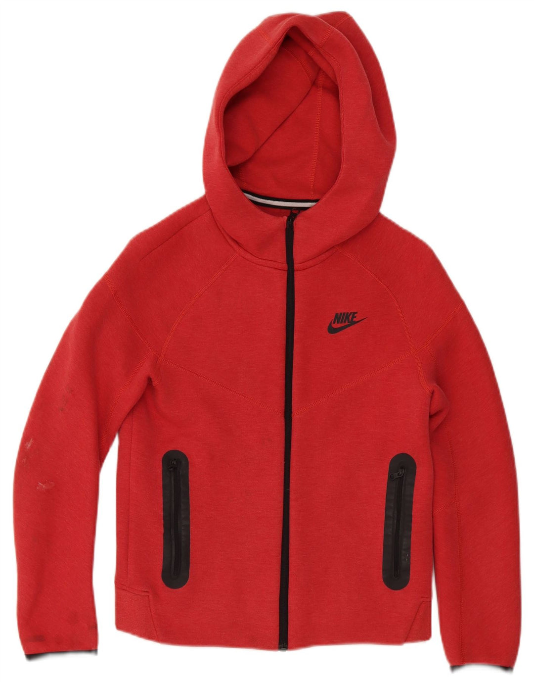 Nike Jungen-Kapuzenpullover mit Reißverschluss, 10–11 Jahre, mittelrote Baumwolle
