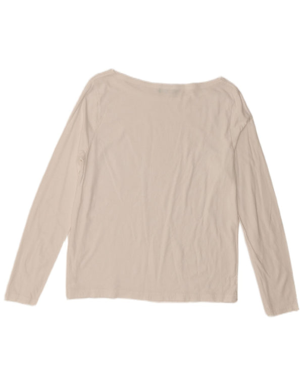 Benetton Damen Top Langarm UK 12 Medium Weiß