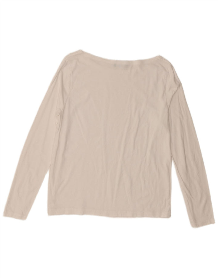 Benetton Damen Top Langarm UK 12 Medium Weiß