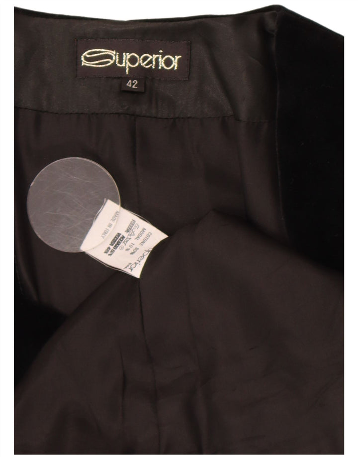 Superior Damen 4-Knopf-Velours-2-teiliges Rockset IT 42 Medium W28 Schwarz
