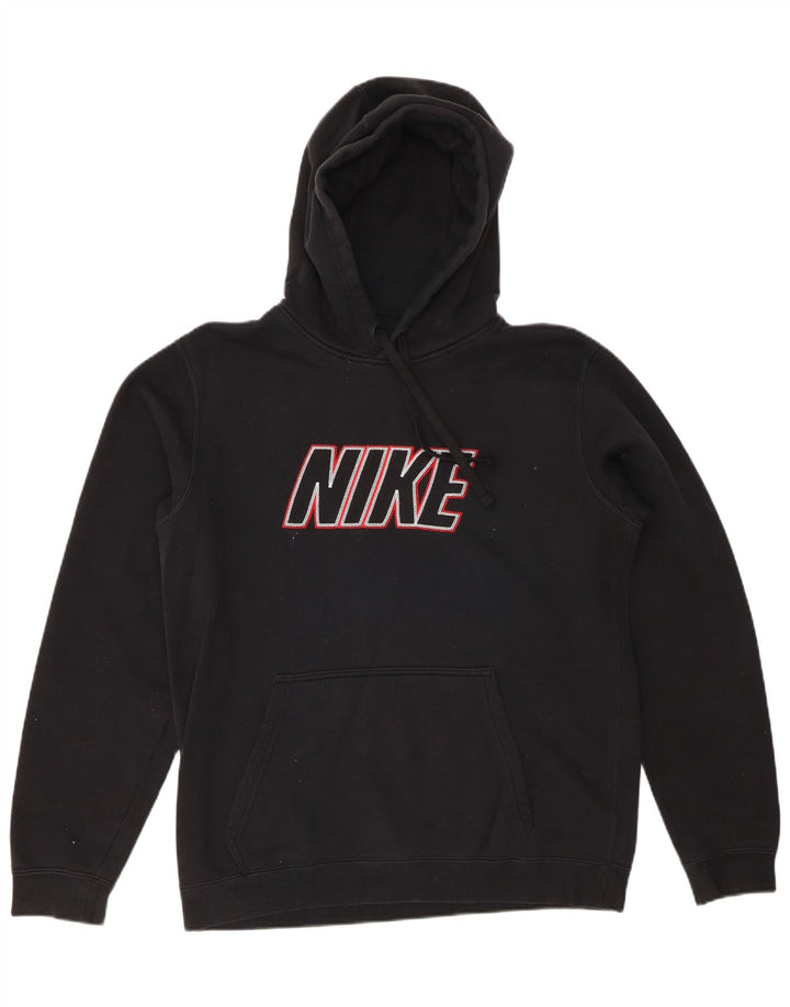 NIKE Mens Graphic Hoodie Jumper Medium Black Cotton