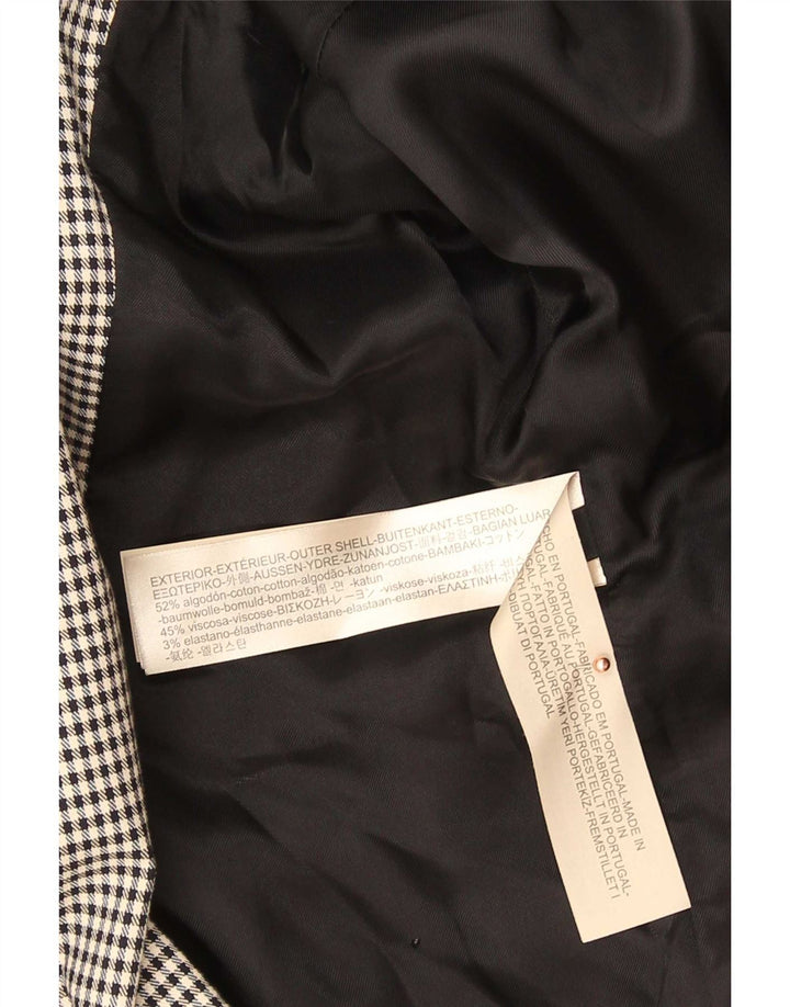 Massimo Dutti Damen 2-Knopf-Blazerjacke EU 44 XL Schwarzer Hahnentritt