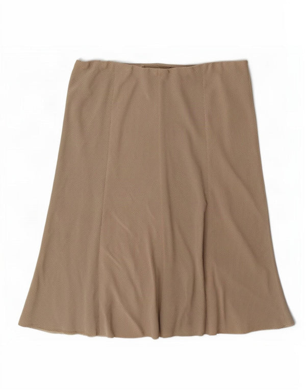 Marks & Spencer Damen ausgestellter Rock UK 18 XL W38 Beige Gingham Viskose