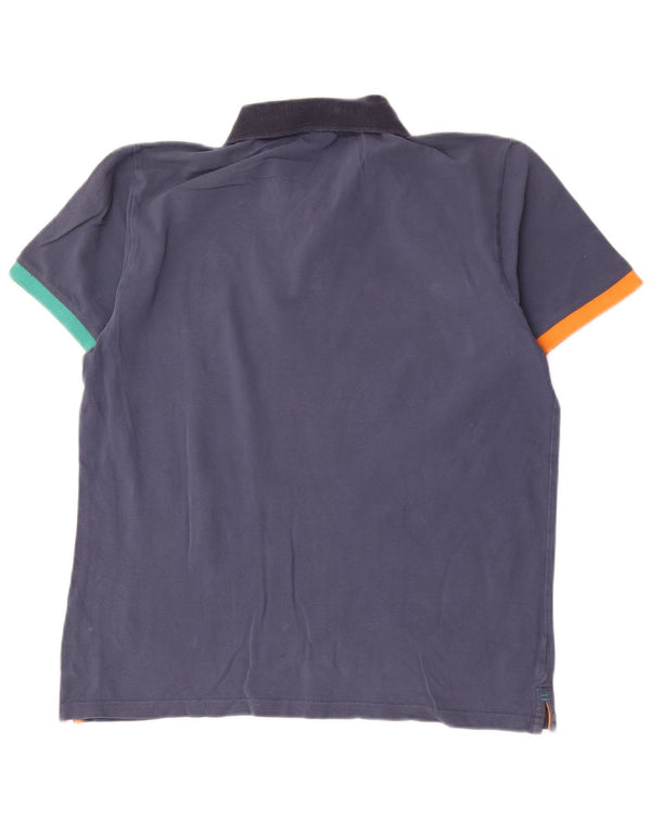 North Sails Herren-Poloshirt aus mittelblauer, marineblauer Colourblock-Baumwolle