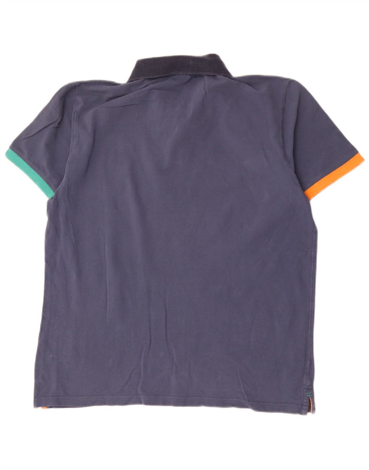 North Sails Herren-Poloshirt aus mittelblauer, marineblauer Colourblock-Baumwolle