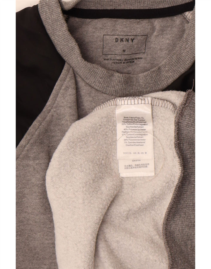 Dkny Herren-Sweatshirt-Pullover aus mittelgrauer Colourblock-Baumwolle