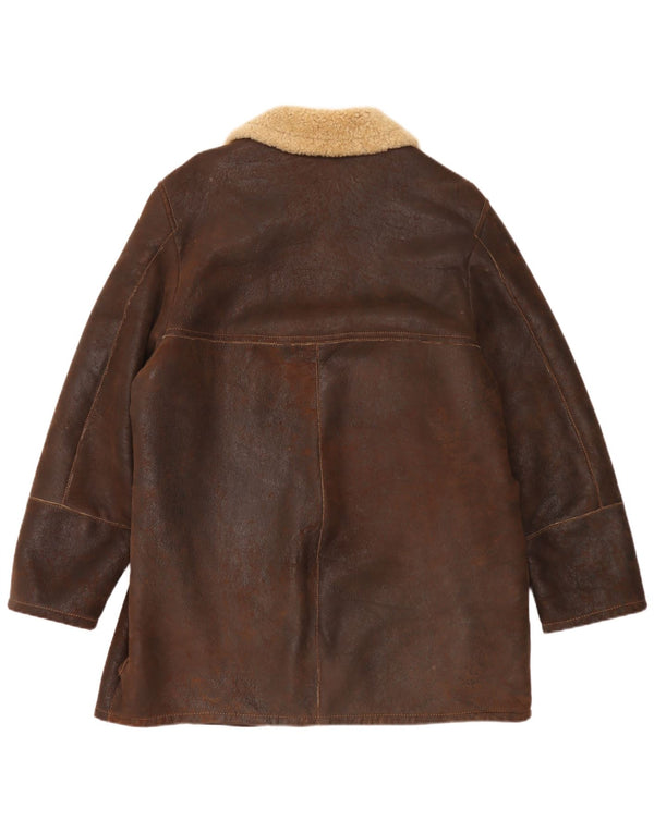 Pirbos Herren Shearling Jacke IT 58 4XL Braunes Shearling