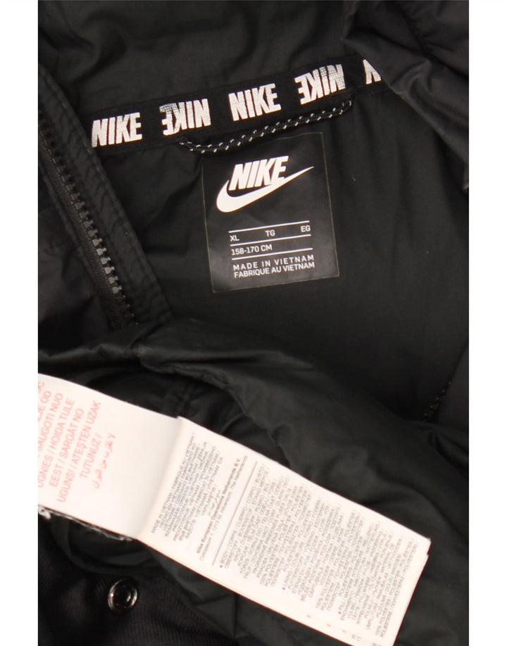 Nike Wattierte Jacke mit Kapuze für Jungen, 13–14 Jahre, XL, schwarzes Polyester