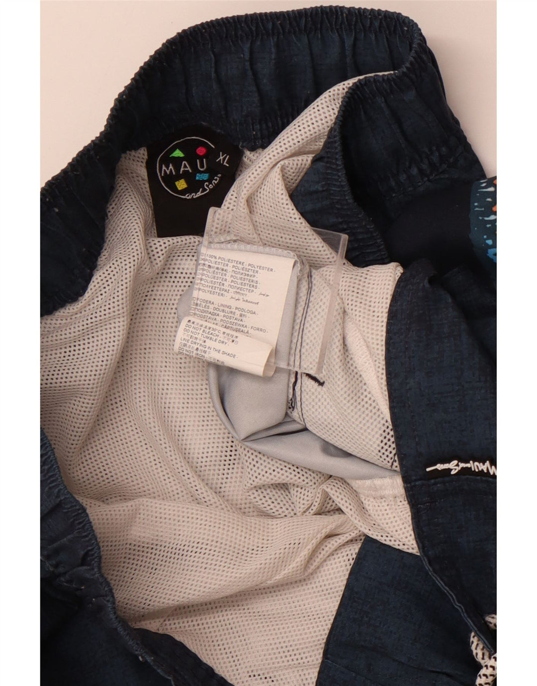 MAUI AND SONS Herren Badeshorts XL Marineblaues geometrisches Polyester