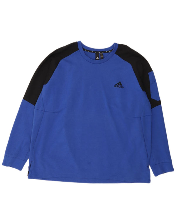 Adidas Herren Sweatshirt Pullover 2XL Blau Colourblock Baumwolle