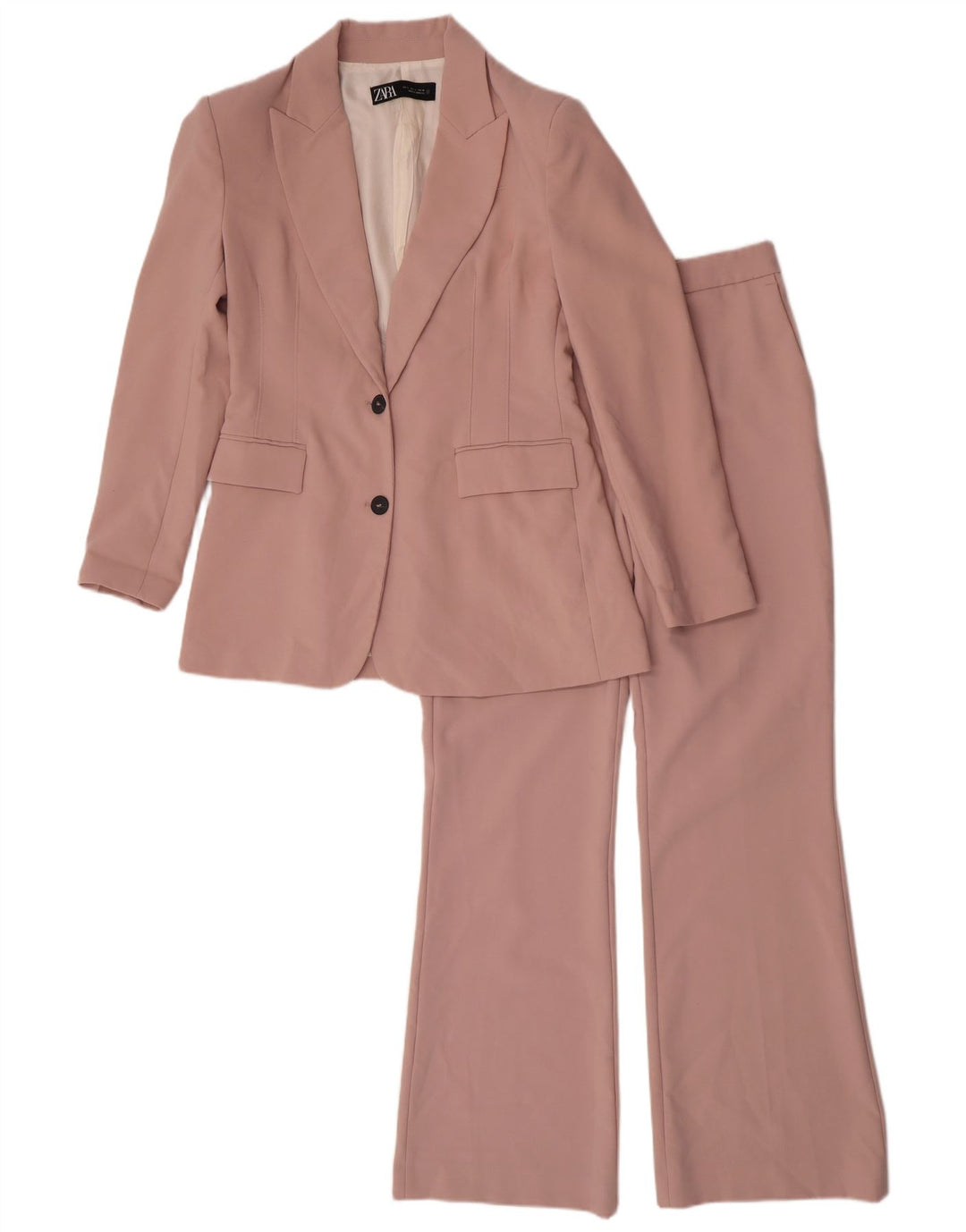Zara Damen-Anzug mit 2 Knöpfen, 2-teilig, UK 16, Größe L, W32, L31, Rosa, Polyester
