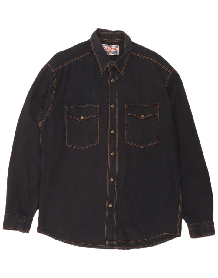 WAMPUM Herren Jeanshemd Medium Marineblau