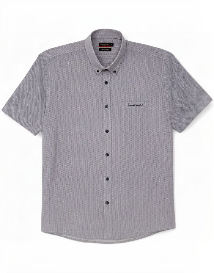 Pierre Cardin Herren-Hemd, kurzärmelig, normale Passform, groß, Marineblau, Chevron