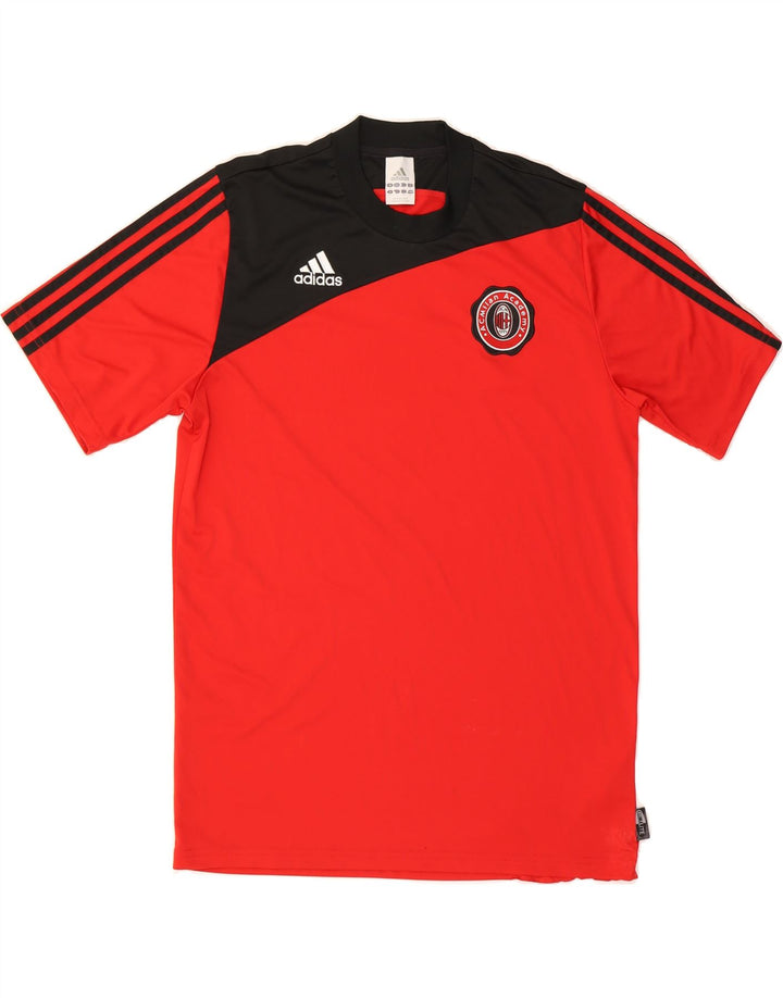ADIDAS Mens AC Milan Graphic T-Shirt Top Medium Red Colourblock Polyester Vintage Adidas and Second-Hand Adidas from Messina Hembry 