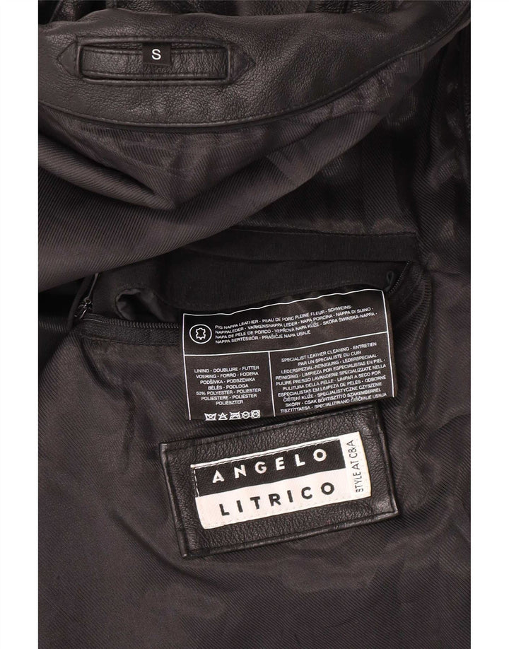 Angelo Litrico Herren Lederjacke UK 36 Small Schwarzes Leder