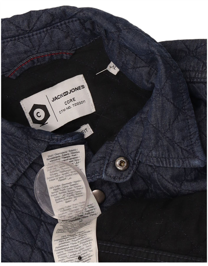 Jack & Jones Herren Overshirt Quilted Shirt XL Marineblau Baumwolle