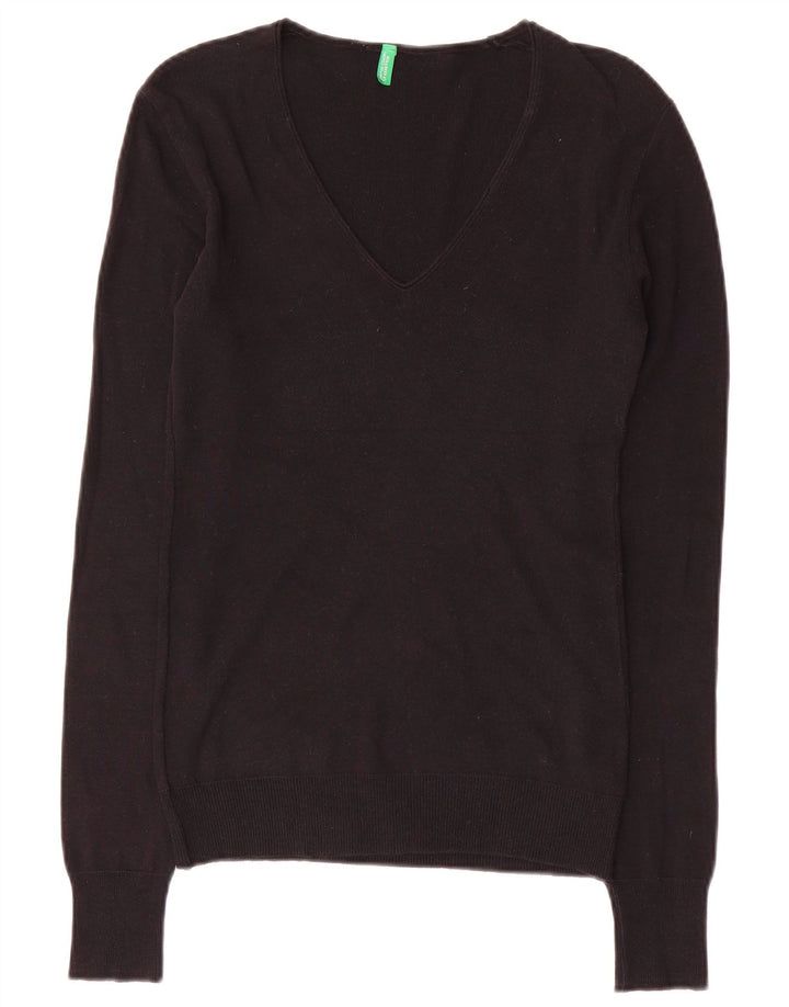 BENETTON Damen-Pullover mit V-Ausschnitt, Gr. 10, Größe S, Schwarz