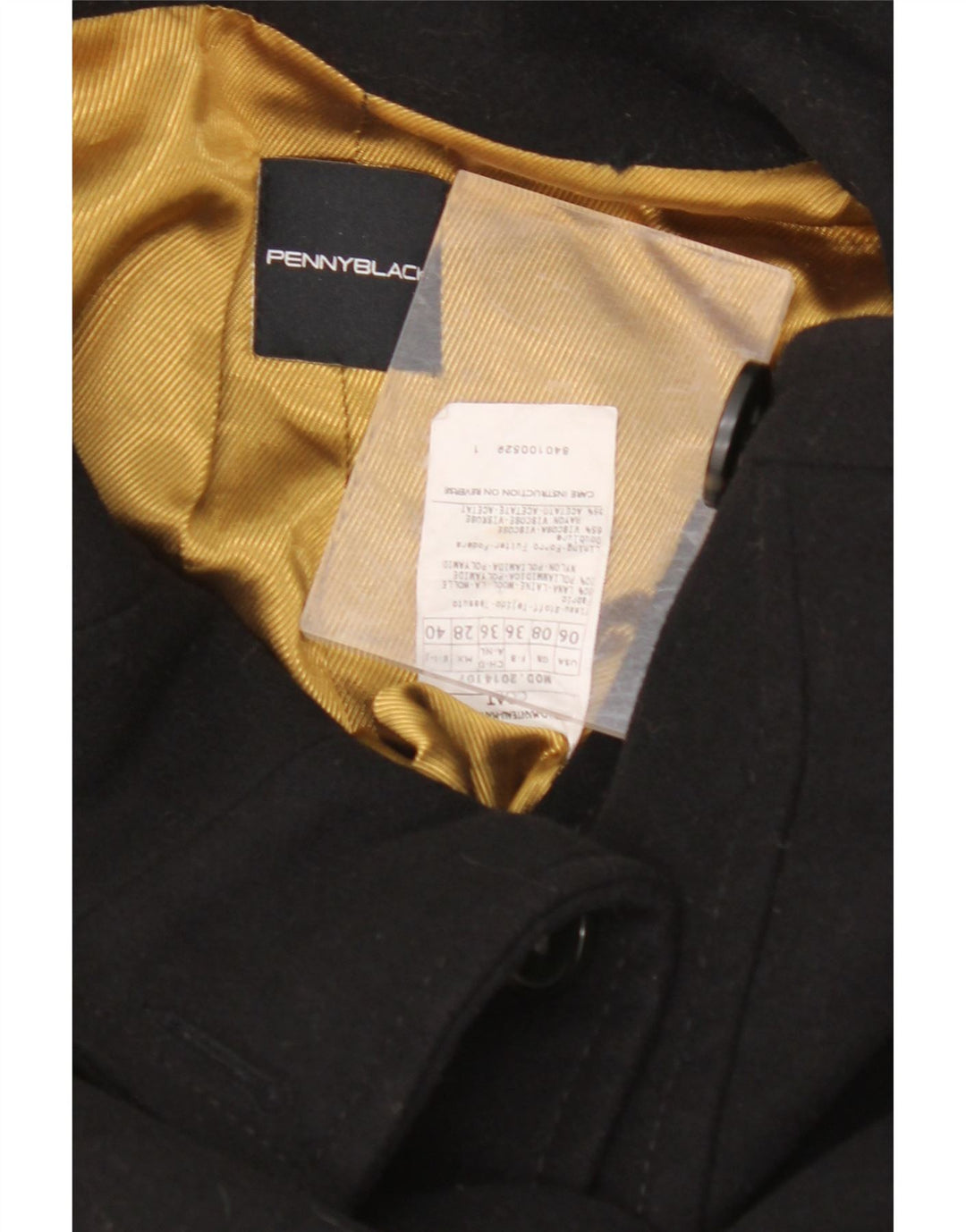 PENNY BLACK Womens Overcoat UK 8 Small Black Wool