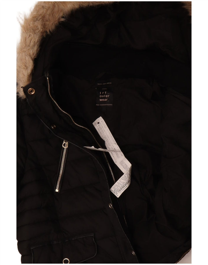 Zara Damen-Kapuzenjacke, wattiert, UK 14, Mittelschwarz, Polyester