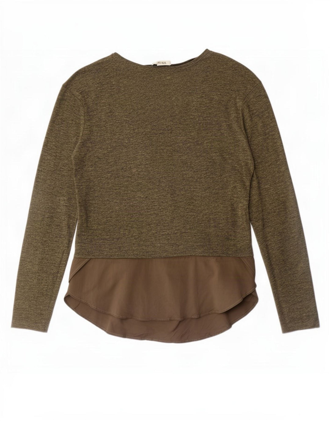 Zara Damen Top Langarm UK 14 Medium Khaki Colourblock