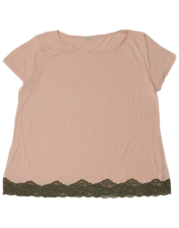 Benetton Damen T-Shirt Top UK 14 Large Pink Floral