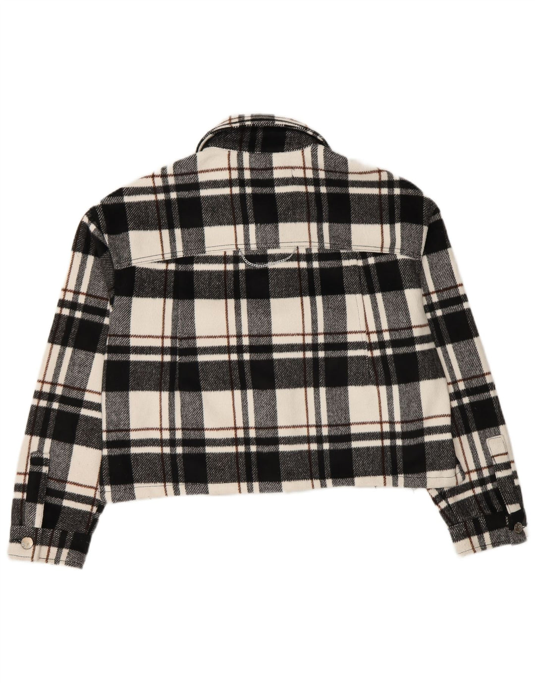 Zara Damen Crop Übergroße Bomberjacke UK 6 XS Schwarz kariertes Polyester